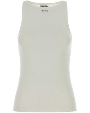 miu miu メッシュタンクトップ ホワイト Miu Miu Sleeveless and tank tops for Women | Online Sale up to 34