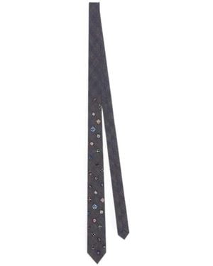 Dries Van Noten Embroidered Wool Tie - White