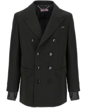 Martine Rose Striped Double-Breasted Blazer - Black