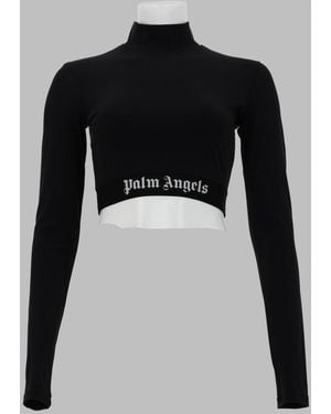 Palm Angels Cropped Top, With Classic Logo - Black