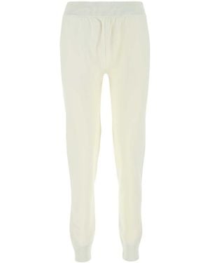 Bottega Veneta Ivory Stretch Wool Blend Joggers - White