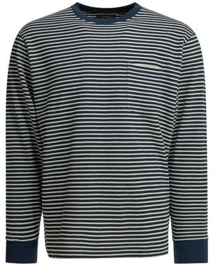 Beams Plus Balken Plus Gestreept T-shirt Met Ronde Hals - Grijs