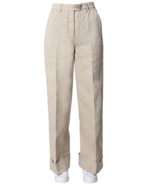 Aspesi Relaxed Fit Wide Leg Pants - Natural