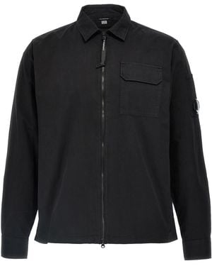 C.P. Company C.P. Firma Gabardine Logo Badge Overshirt - Schwarz