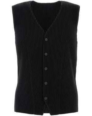 Homme Plissé Issey Miyake Polyester Pleated Vest - Black