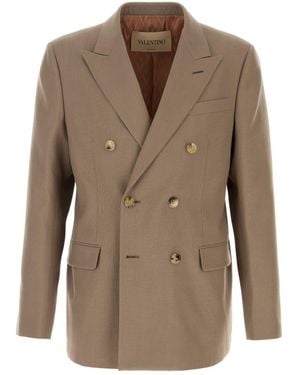 Valentino Garavani Cappuccino Wool Blazer - Brown