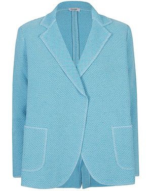 Base London Chaqueta de mezcla de algodón y lino - Azul