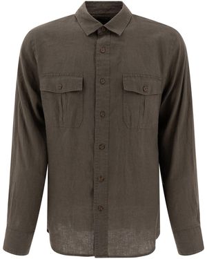 Vince Linen "Utility" Shirt - Grün