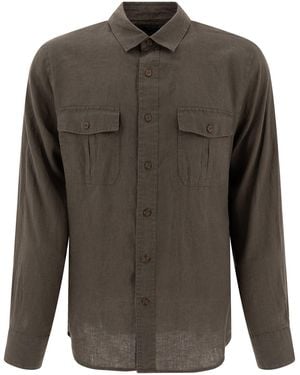 Vince Linen "Utility" Shirt - Green