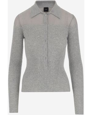 Pinko Wool Blend Polo Shirt - Grijs