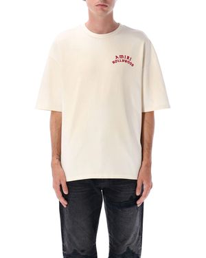 Amiri Hollywood Motif Ivory Oversized T-Shirt - Weiß