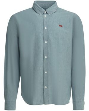 Maison Kitsuné "Profile Fox" Casual Shirt - Blue