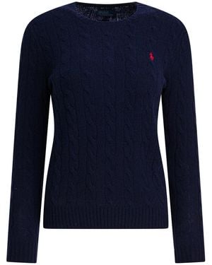 Polo Ralph Lauren Crew-Neck Jumper With Logo Made Of Wool And Cashmere - Blue