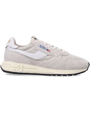 Autry Reelwind Low Hay Nylon & Suede Trainers - White