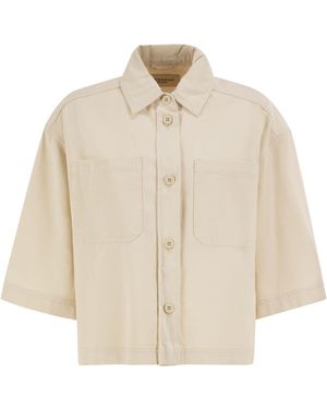 Weekend by Maxmara Wkdterra Cotton Denim Short Sleeved Shirt - Natural