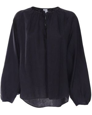 Aspesi Relaxed Fit Linen Top With Voluminous Sleeves - Blue