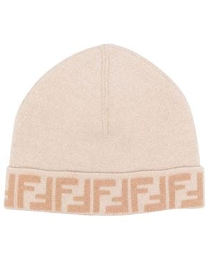 Fendi Junior Beanie Ff Reversible - Natural