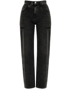 Maison Margiela High-Waisted Relaxed-Fit Jeans With Distressed Finish - Black