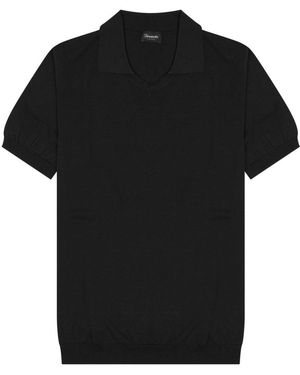 Drumohr Buttonless Cotton Polo Shirt - Black