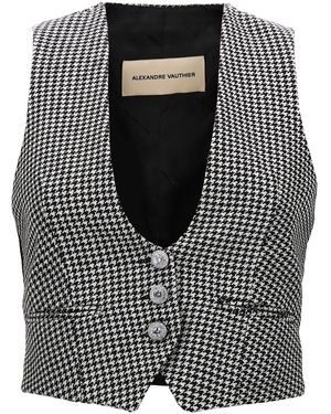 Alexandre Vauthier Houndstooth Waistcoat - Black