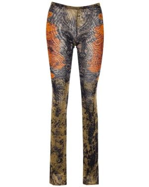 Jean Paul Gaultier Rekbare, Rechte Been Uitlopende Broek Met Grafische Print - Blauw