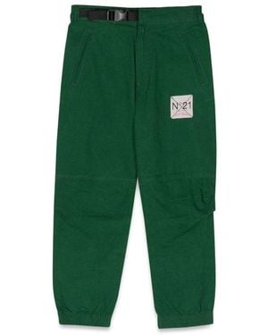 N°21 Pants With Logo Patch - Green