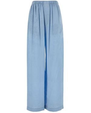 Balenciaga Light Blue Silk Wide-leg Pant