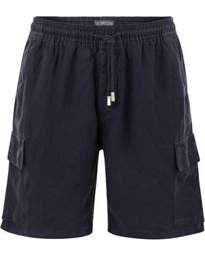 Vilebrequin Linen Cargo Bermuda Shorts - Blue