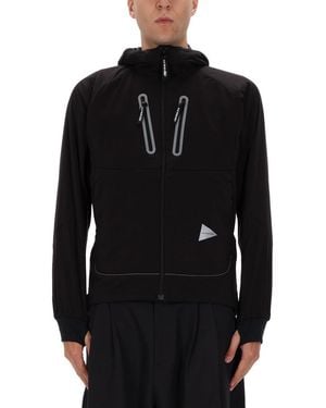 and wander Hooded Zip-Up Jacket - Black