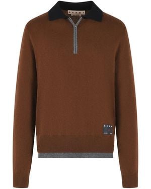 Marni Cashmere Polo Shirt - Brown