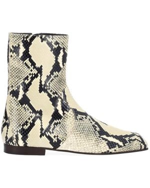 KHAITE Colt Snake-Effect Leather Ankle Boots - White