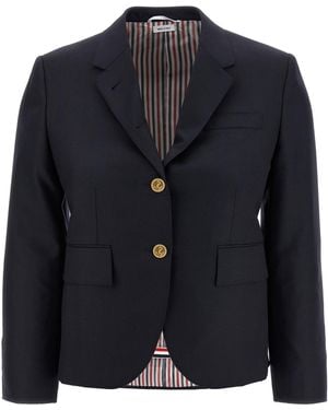 Thom Browne Single-Breasted Blazer Blazer And Suits Blu-Donna