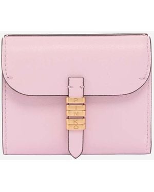 Pinko Leather Wallet With Lettering - Pink