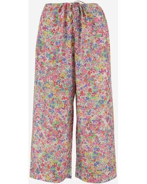Péro Silk Pants With Floral Pattern - Red
