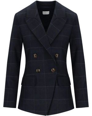 Marella Check Efedra Double Breasted Blazer - Blue