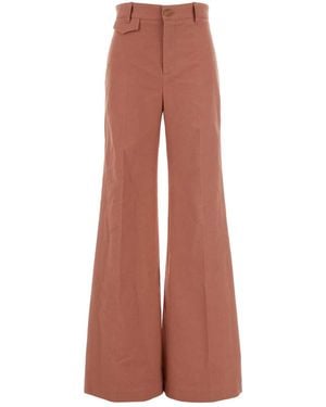 Chloé Dark Cotton Flared Leg Pant - Brown