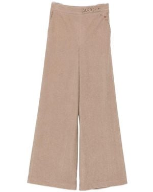 Bye Corduroy Floral Embroidered Trousers - Natural