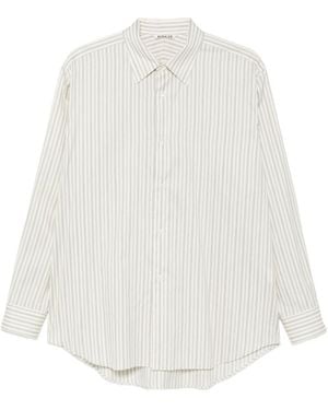 AURALEE Cotton And Silk Striped Shirt - White