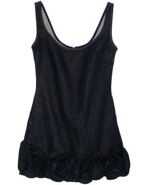 Self-Portrait Denim 3 D Flower Mini Dress - Black