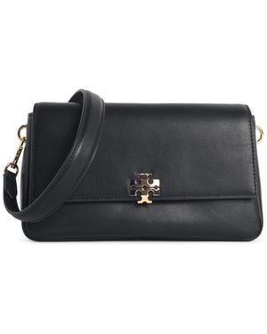 Tory Burch Small 'Charlie' Suede Shoulder Bag - Black