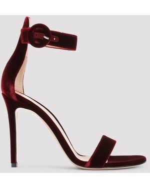 Gianvito Rossi Portofino 105 Leather & Velvet Court Shoes - Brown
