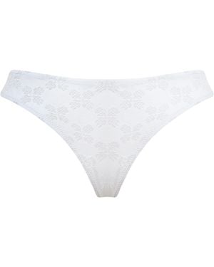 Vilebrequin Mujers Braguitas de bikini de talle bajo con bordado de tortugas flocadas - Blanco