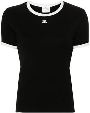 Courreges Bumpy Contrast T-Shirt Reedition - Black