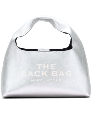 Marc Jacobs Metallisches Leder Mini Sack Tasche - Weiß