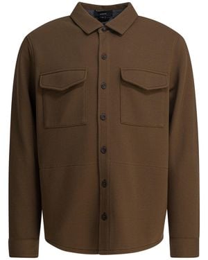 Vince Cotton Overshirt Jacket - Brown