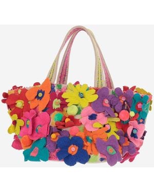 Péro Baumwolltasche mit bestickten Einsätzen - Rot