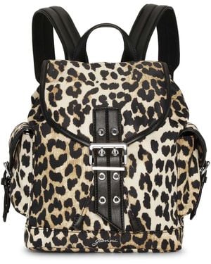 Ganni Rucksack Mit Leopardenprint - Schwarz