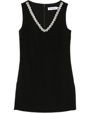 Self-Portrait Crepe Crystal Trim Mini Dress - Black
