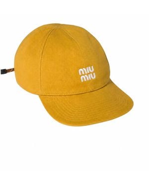 Miu Miu Cappelli Denim Gewassen+nastro - Geel
