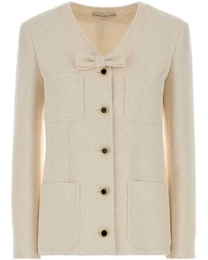 Alessandra Rich Ivory Boucle Blazer - Natural